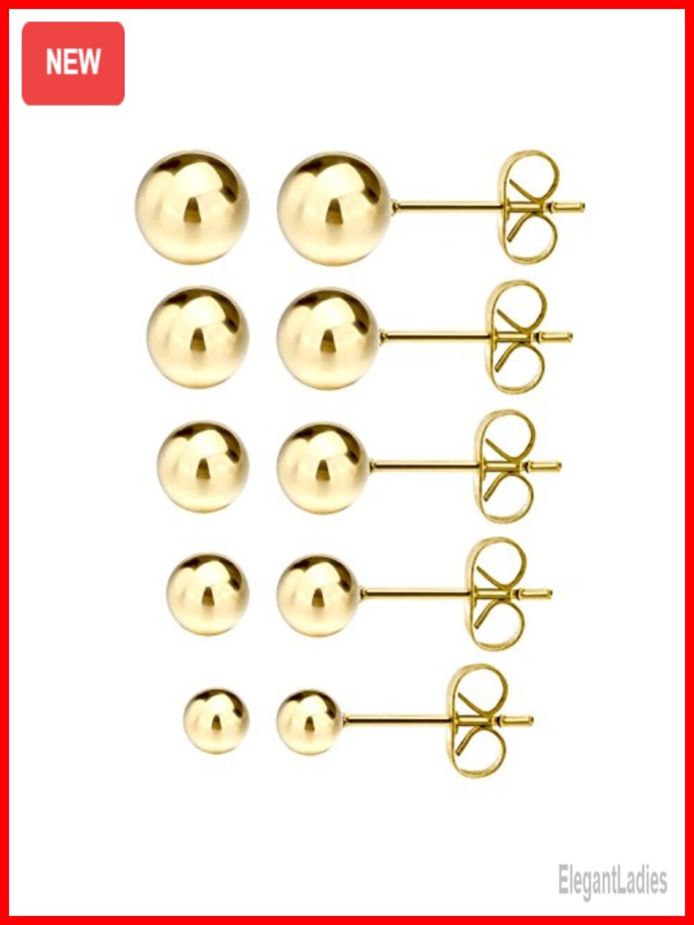316L Surgical Steel Ball Stud Earrings Set Hypoallergenic Multiple Piercing